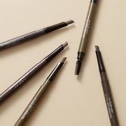 ProtoClinical k-beauty [MACQUEEN New York] My Strong Auto Eyebrow Hard Pencil 0.35g (4color) single slim eyebrow pencil in beige and taupe tones standing upright on a light background