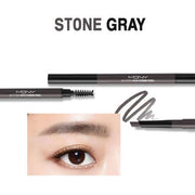 ProtoClinical k-beauty [MACQUEEN New York] My Strong Auto Eyebrow Hard Pencil 0.35g (4color) single slim eyebrow pencil centered vertically on a pale blue and gray background with soft peach corners
