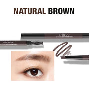 ProtoClinical k-beauty [MACQUEEN New York] My Strong Auto Eyebrow Hard Pencil 0.35g (4color) single slim eyebrow pencil centered vertically on a pale blue and gray background with soft peach corners