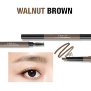 ProtoClinical k-beauty [MACQUEEN New York] My Strong Auto Eyebrow Hard Pencil 0.35g (4color) single slim eyebrow pencil centered vertically on a pale blue and gray background with soft peach corners