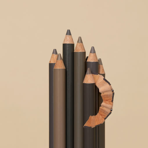 ProtoClinical k-beauty [MACQUEEN New York] My Strong Eye Brow Pencil-Hard Powder 1.2g (3color) single brown eyebrow pencil centered upright on a warm beige background