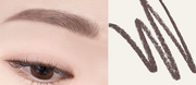 ProtoClinical k-beauty [MACQUEEN New York] My Strong Eye Brow Pencil-Hard Powder 1.2g (3color) two horizontal eyebrow swatches stacked on a pale pink background