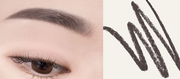 ProtoClinical k-beauty [MACQUEEN New York] My Strong Eye Brow Pencil-Hard Powder 1.2g (3color) two horizontal eyebrow swatches stacked on a pale pink background