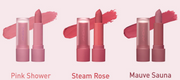 ProtoClinical k-beauty [MACQUEEN New York] Powder Matte Lipstick 3.5g (5color) multiple lipstick tubes side by side in pink and rose tones on a white background
