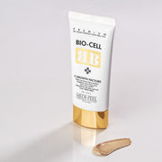 ProtoClinical k-beauty soft beige beauty graphic with a pale yellow center on a light lavender background.