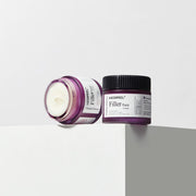 ProtoClinical k-beauty MEDIPEEL Eazy Filler Cream 50g dark gray product and packaging silhouettes side by side on a light background