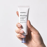 ProtoClinical k-beauty light beauty product detail with a dark vertical center on a pale background.