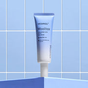ProtoClinical k-beauty blue beauty product detail with vertical tones on a pale background.