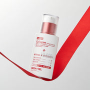 ProtoClinical k-beauty MEDIPEEL Retinol Collagen Lifting Ampoule 50ml soft coral product detail on a light background with pale aqua side tones