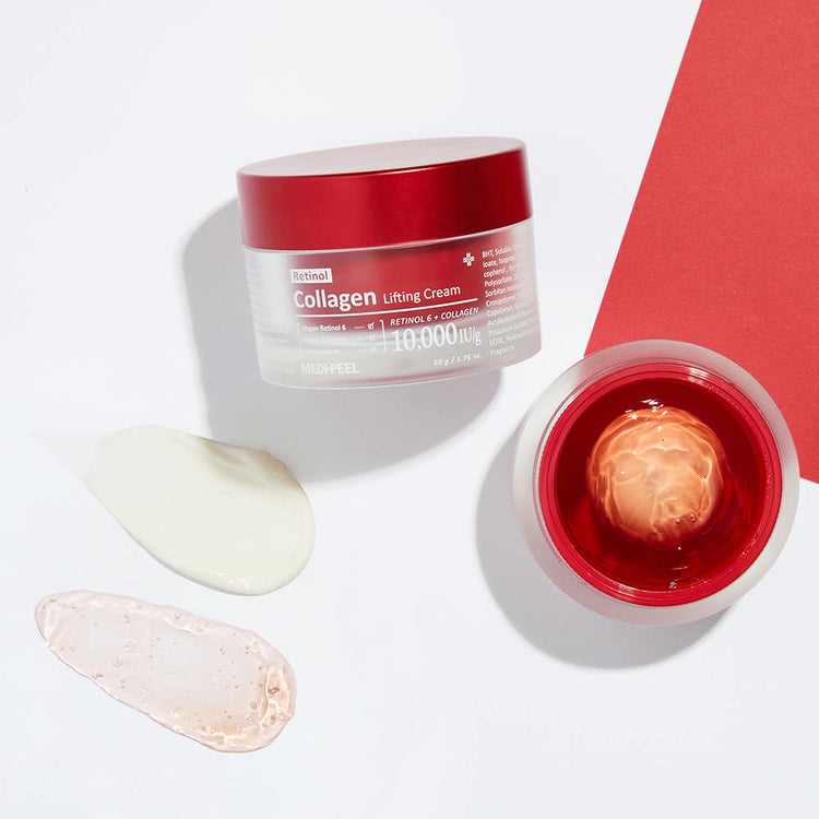 ProtoClinical k-beauty soft coral beauty product graphic on a light background with pale aqua lower tones.