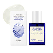 ProtoClinical k-beauty Dr.Althea 0.1 Gentle Retinol Serum 30ml with a cobalt blue bottle beside a white product box and a translucent gel swatch on a white background
