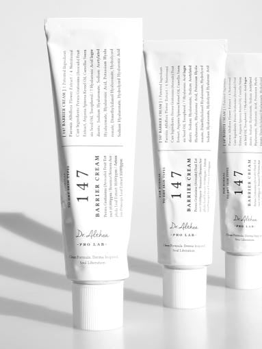ProtoClinical k-beauty pale beige beauty graphic with soft gray edge shading on a light background.