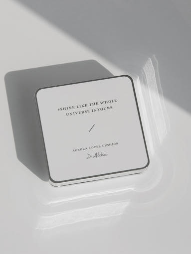 ProtoClinical k-beauty muted beige and gray beauty graphic with layered horizontal bands on a pale background.