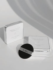 ProtoClinical k-beauty muted beige and gray beauty graphic with layered horizontal bands on a pale background.