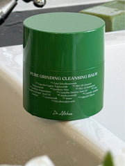ProtoClinical k-beauty deep green beauty graphic with a centered vertical form and soft peach shading on a pale background.