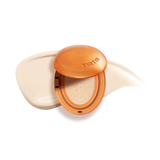 ProtoClinical k-beauty TIRTIR Mask Fit AI Filter Cushion SPF50+ PA++++ 18g (15shades) square detail graphic with pale cream background, peach vertical shading, and dark black side panel