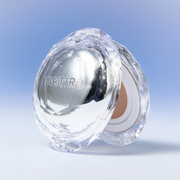ProtoClinical k-beauty TIRTIR Mask Fit Crystal Mesh Cushion SPF50+ PA++++ 15g (15shades) square detail graphic with cool blue-gray vertical shading, pale cream edge, and dark black side panel