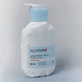 ProtoClinical k-beauty ILLIYOON Ceramide Ato Lotion 580ml single centered pale blue lotion bottle on a white background with soft blue side accents.