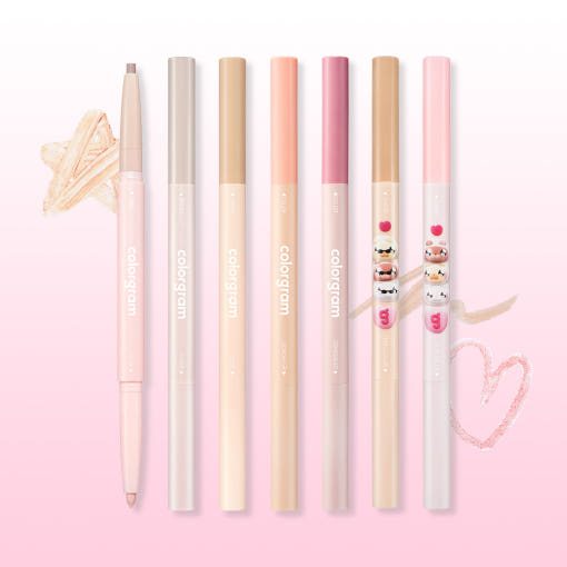 ProtoClinical k-beauty colorgram All In One Aegyo-Sal Maker 0.35g single slim makeup package standing upright in beige and soft pink on a clean white background