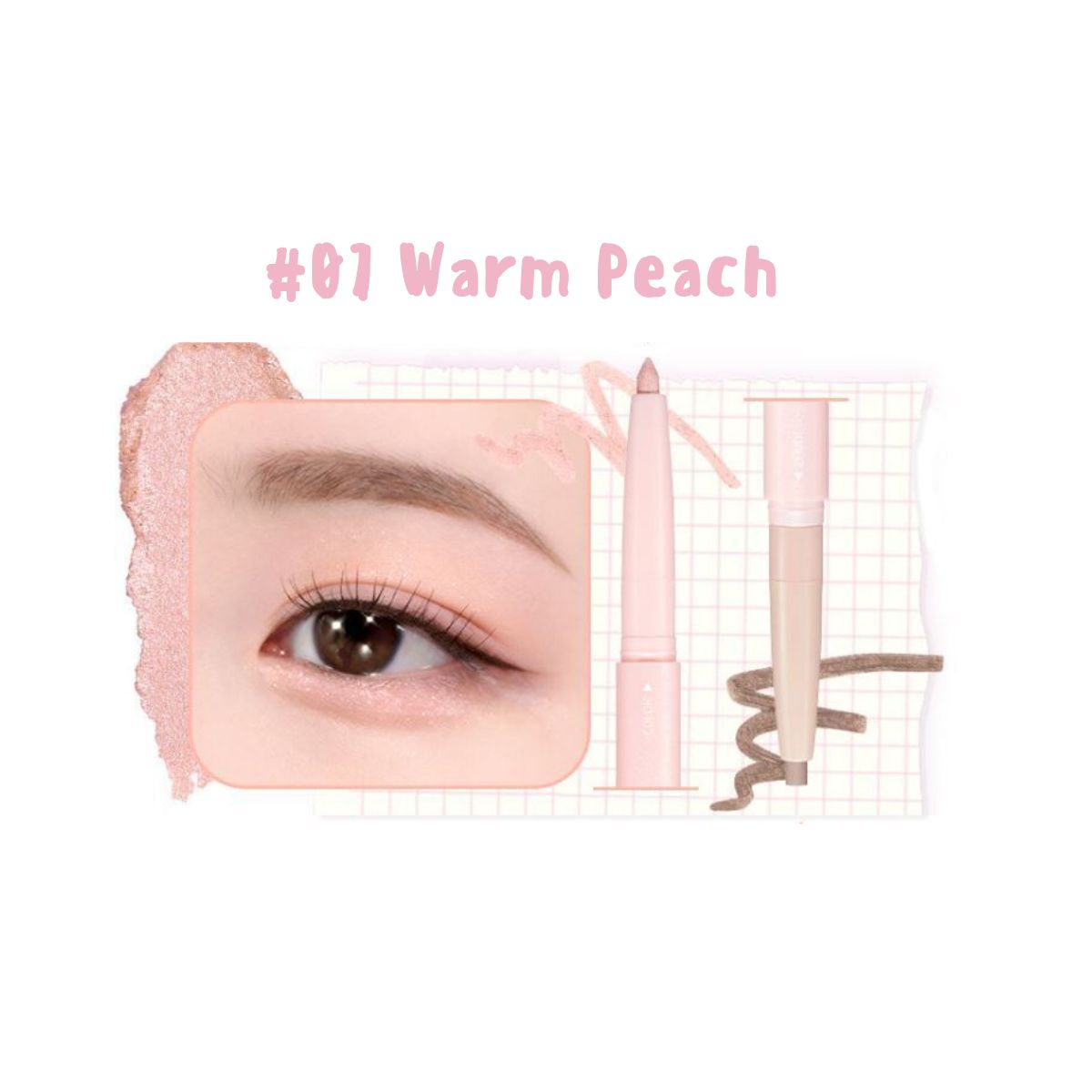 ProtoClinical k-beauty colorgram All In One Aegyo-Sal Maker 0.35g single slim undereye maker package centered upright in warm peach on a pale peach background