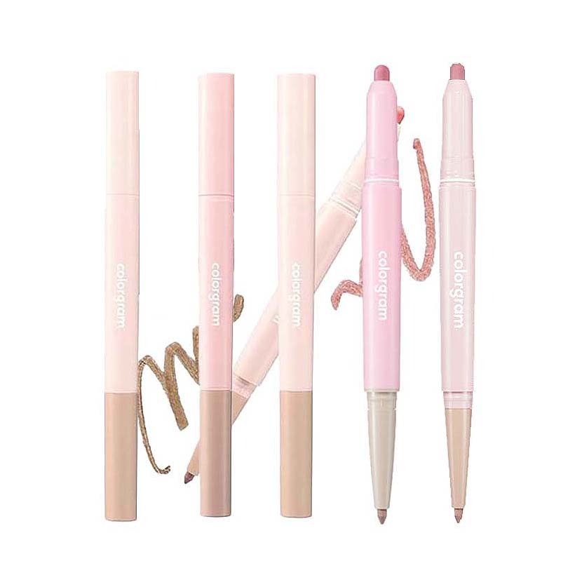 ProtoClinical k-beauty colorgram All In One Over-Lip Maker 0.7g multiple pink dual-ended lip pencils standing upright with mauve and beige tips on a white background
