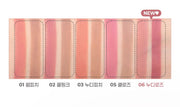 ProtoClinical k-beauty colorgram All In One Over-Lip Maker 0.7g three side-by-side coral pink lip swatches on a white background with pale blue accents