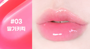 ProtoClinical k-beauty colorgram Fruity Glass Gloss 3g bright pink horizontal gloss swatch strip with a fuchsia left block and mauve center band