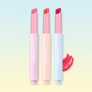 ProtoClinical k-beauty colorgram Fruity Glass Stick 1.8g square lip stick packshot with pink balm packaging, slim stick shapes, and a clean light product layout