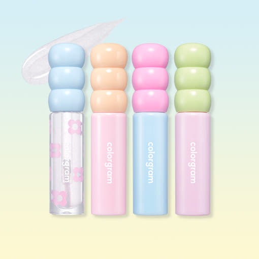 ProtoClinical k-beauty colorgram Fruity Glass Tint 2.8g single upright lip tint tube shown alone in a square packshot layout on a pale background