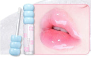 ProtoClinical k-beauty colorgram Fruity Glass Tint 2.8g single bright pink lip swatch centered on a pale mint and blush background