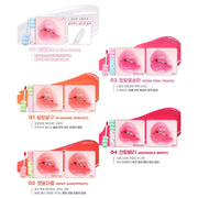 ProtoClinical k-beauty colorgram Fruity Glass Tint 2.8g 10-shade lip tint lineup with multiple colors shown together in a square layout