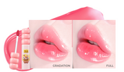ProtoClinical k-beauty colorgram Fruity Glass Tint 2.8g single pale pink lip tint swatch in a wide horizontal band on a pale mint and blush background