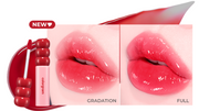 ProtoClinical k-beauty colorgram Fruity Glass Tint 2.8g single vivid pink lip tint swatch in a wide horizontal band on a pale mint and blush background