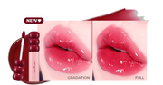 ProtoClinical k-beauty colorgram Fruity Glass Tint 2.8g single warm pink lip tint swatch in a wide horizontal band on a pale mint and blush background