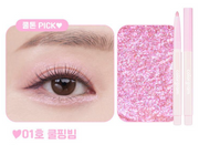 ProtoClinical k-beauty colorgram Glitter Undereye Maker 2g single mauve undereye maker package centered upright on a pink and lilac background