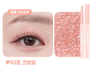 ProtoClinical k-beauty colorgram Glitter Undereye Maker 2g single peach-beige undereye maker package centered upright on a warm peach and cream background