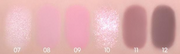 ProtoClinical k-beauty colorgram Single Cube Eyeshadow vertical pink, lilac, and taupe shadow panels on a soft gradient background