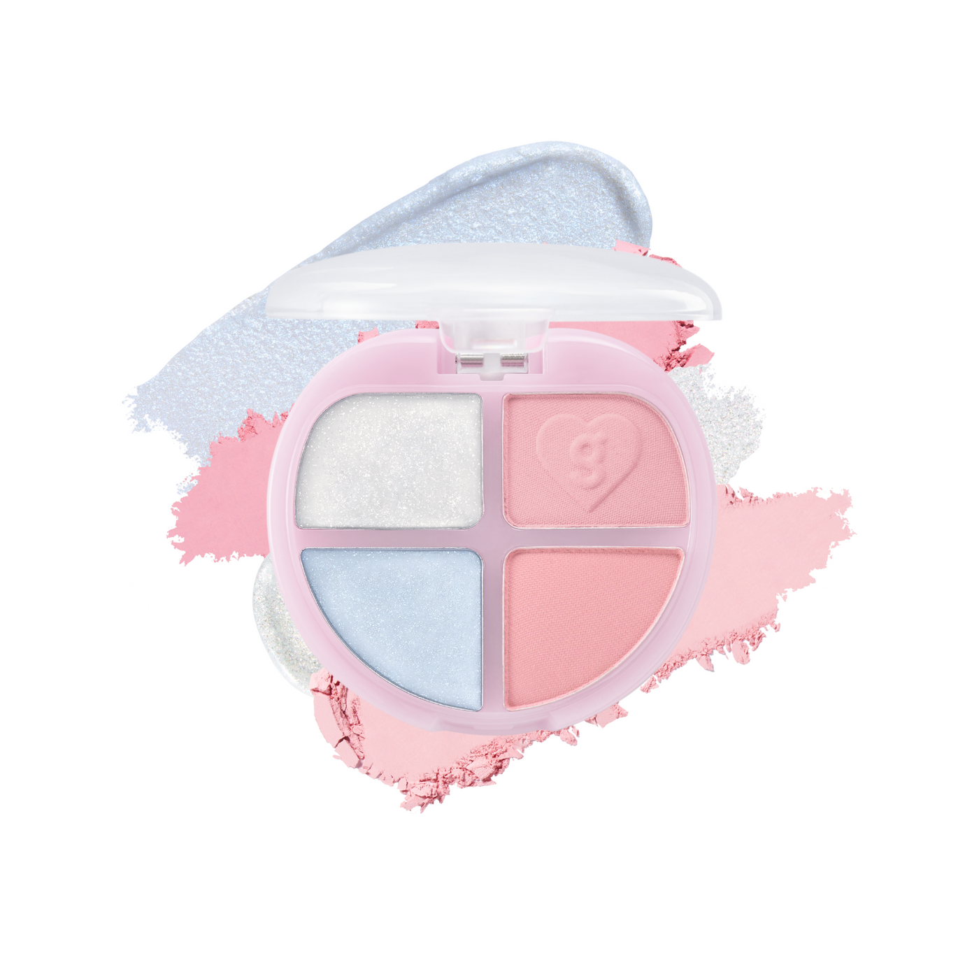 ProtoClinical k-beauty colorgram Tintin Dory Eyeshadow Palette 4g square eyeshadow palette compact with multiple shade pans on a soft pastel background