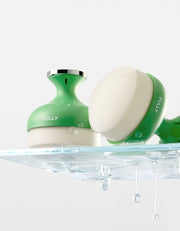 ProtoClinical k-beauty green beauty product graphic with pale pink accents on a white background.