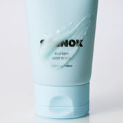 ProtoClinical k-beauty dark blue beauty bottle silhouette with pale aqua side tones on a light background.