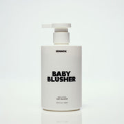 SENNOK Body Lotion Baby Blusher 300ml by ProtoClinical shown as a pale body lotion bottle silhouette on a soft cream background for a k-beauty body care product.