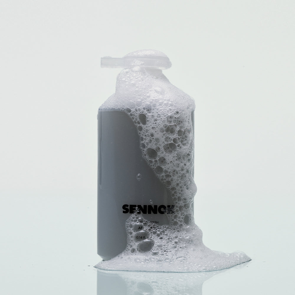 ProtoClinical k-beauty SENNOK Body Wash After Bath 300ml body wash bottle silhouette on a soft light background.