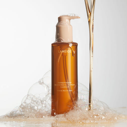 ProtoClinical k-beauty LANEIGE Perfect Renew Nourishing Oil-To-Foam Cleanser 200ml product packaging on a clean background.