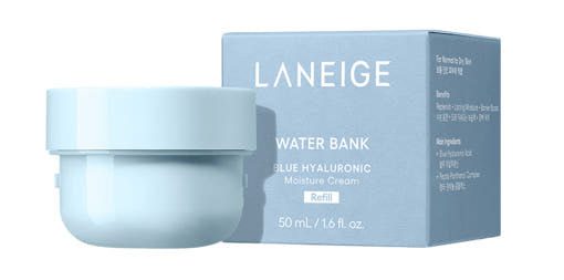 ProtoClinical k-beauty LANEIGE Water Bank Blue Hyaluronic Cream Moisturizer (Refill) 50ml product packaging on a clean background.