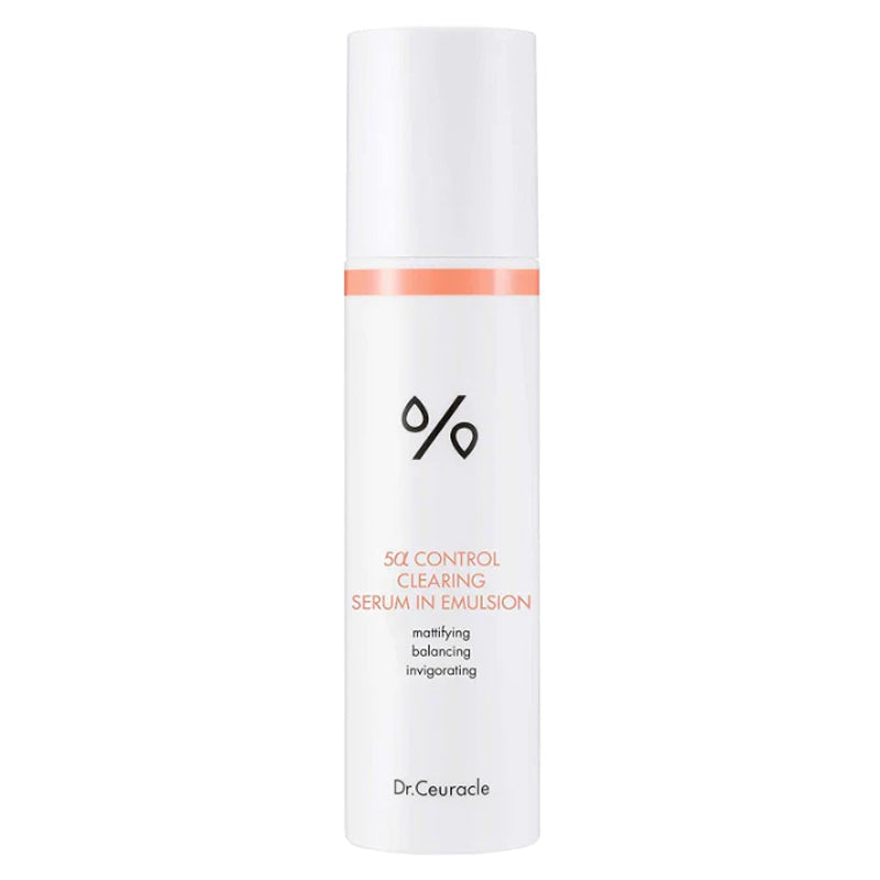 ProtoClinical k-beauty Dr.Ceuracle 5α Control Clearing Serum In Emulsion 100ml single upright slim emulsion bottle centered on a white background