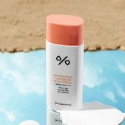 ProtoClinical k-beauty Dr.Ceuracle 5α Control No Sebum Sun Lotion SPF50+ PA++++ 50ml single centered pale blue sun lotion package with an orange top band on a pale blue background.