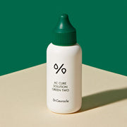 ProtoClinical k-beauty Dr.Ceuracle AC Cure Solution Green Two 50ml single bottle on a dark green background
