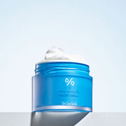 ProtoClinical k-beauty Dr.Ceuracle Hyal Reyouth Night Cream 60ml single rounded blue cream jar with a darker blue base centered on a pale blue and white background