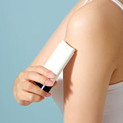 ProtoClinical k-beauty abstract aqua and peach beauty graphic with a warm orange band near the center.