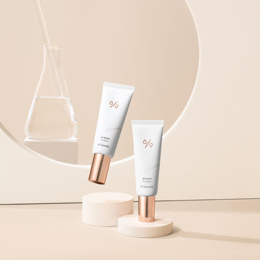 ProtoClinical k-beauty abstract beauty graphic with soft pale tones on a light background.